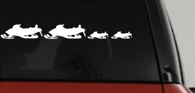 Snowmobile Stick Family 2 Kids Car or Truck Window Vinyl Decal Sticker