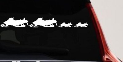 Snowmobile Stick Family 2 Kids Car or Truck Window Vinyl Decal Sticker