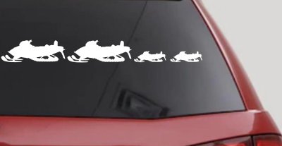 Snowmobile Stick Family 2 Kids Car or Truck Window Vinyl Decal Sticker