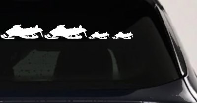 Snowmobile Stick Family 2 Kids Car or Truck Window Vinyl Decal Sticker