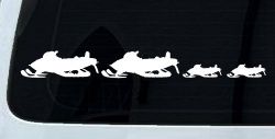 Snowmobile Stick Family 2 Kids Car or Truck Window Decal Sticker