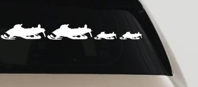 Snowmobile Stick Family 2 Kids Car or Truck Window Vinyl Decal Sticker