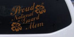 Proud National Guard Mom Hibiscus Flowers Military Car or Truck Window Vinyl Decal Sticker (Copper)