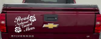 Proud National Guard Mom Hibiscus Flowers Military Car or Truck Window Vinyl Decal Sticker