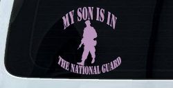 My Son Is In The National Guard Military Car or Truck Window Vinyl Decal Sticker (Lilac)