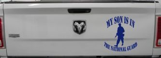 My Son Is In The National Guard Military Car or Truck Window Vinyl Decal Sticker (Navy)