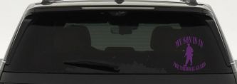 My Son Is In The National Guard Military Car or Truck Window Vinyl Decal Sticker (Violet)