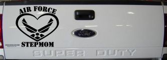 Air Force Step Mom Heart Military Car or Truck Window Vinyl Decal Sticker (Black)