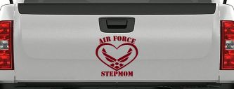Air Force Step Mom Heart Military Car or Truck Window Vinyl Decal Sticker (Burgundy)