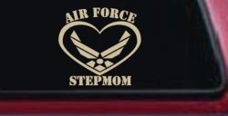 Air Force Step Mom Heart Military Car or Truck Window Vinyl Decal Sticker (Desert Sand)