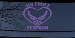 Air Force Step Mom Heart Military Car or Truck Window Vinyl Decal Sticker (Purple)
