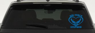 Air Force Step Mom Heart Military Car or Truck Window Decal Sticker (Sky Blue)