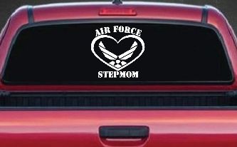 Air Force Step Mom Heart Military Car or Truck Window Decal Sticker