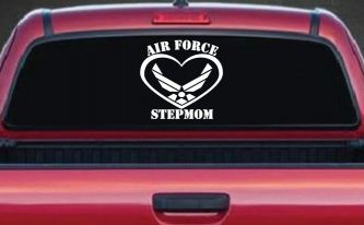 Air Force Step Mom Heart Military Car or Truck Window Decal Sticker
