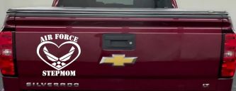 Air Force Step Mom Heart Military Car or Truck Window Decal Sticker (White)