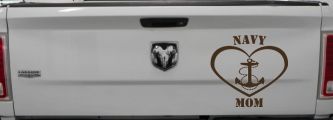 Navy Mom Heart Anchor Military Car or Truck Window Vinyl Decal Sticker (Brown)