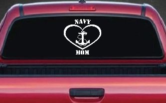 Navy Mom Heart Anchor Military Car or Truck Window Decal Sticker