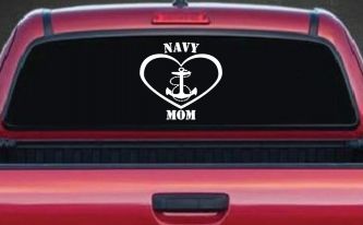 Navy Mom Heart Anchor Military Car or Truck Window Decal Sticker