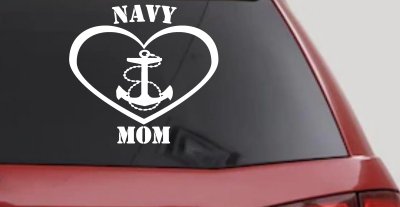 Navy Mom Heart Anchor Military Car or Truck Window Vinyl Decal Sticker