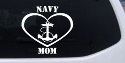 Navy Mom Heart Anchor Military Car or Truck Window Decal Sticker