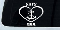Navy Mom Heart Anchor Military Car or Truck Window Decal Sticker