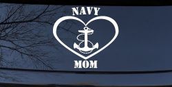 Navy Mom Heart Anchor Military Car or Truck Window Decal Sticker