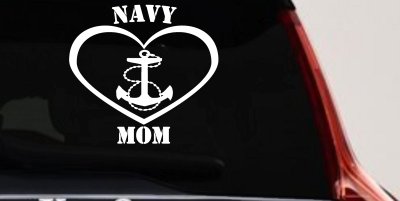 Navy Mom Heart Anchor Military Car or Truck Window Vinyl Decal Sticker