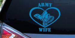 Army Wife Combat Boots Heart Military Car or Truck Window Vinyl Decal Sticker (Blue)