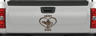 Army Wife Combat Boots Heart Military Car or Truck Window Decal Sticker (Brown)