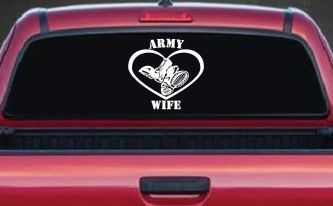 Army Wife Combat Boots Heart Military Car or Truck Window Decal Sticker