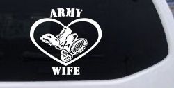 Army Wife Combat Boots Heart Military Car or Truck Window Decal Sticker