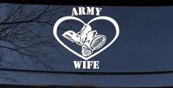 Army Wife Combat Boots Heart Military Car or Truck Window Decal Sticker (White)