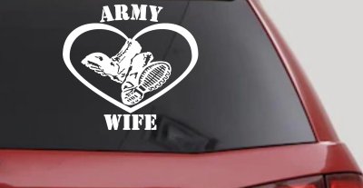 Army Wife Combat Boots Heart Military Car or Truck Window Vinyl Decal Sticker
