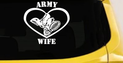 Army Wife Combat Boots Heart Military Car or Truck Window Vinyl Decal Sticker