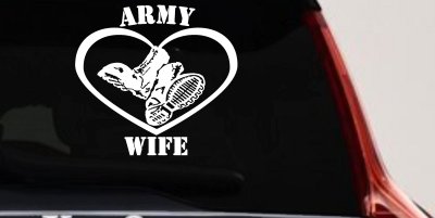 Army Wife Combat Boots Heart Military Car or Truck Window Vinyl Decal Sticker