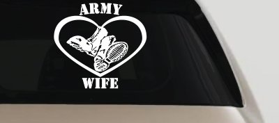 Army Wife Combat Boots Heart Military Car or Truck Window Vinyl Decal Sticker