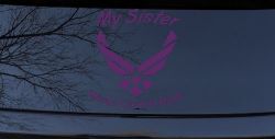 My Sister Wears Combat Boots Air Force Military Car or Truck Window Decal Sticker (Violet)