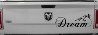Dream with Swirls and Hearts Girlie Car or Truck Window Decal Sticker (Black)