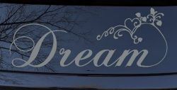 Dream with Swirls and Hearts Girlie Car or Truck Window Decal Sticker (Telegrey)