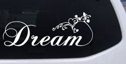 Dream with Swirls and Hearts Girlie Car or Truck Window Decal Sticker