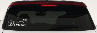 Dream with Swirls and Hearts Girlie Car or Truck Window Vinyl Decal Sticker (White)