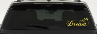 Dream with Swirls and Hearts Girlie Car or Truck Window Decal Sticker (Yellow)