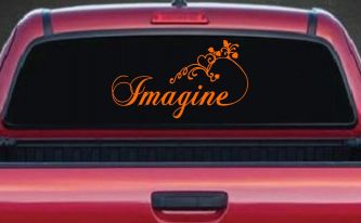Imagine Car or Truck Window Vinyl Decal Sticker (Orange)