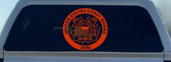 Coast Guard Son Military Car or Truck Window Decal Sticker (Orange Red)