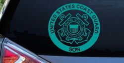 Coast Guard Son Military Car or Truck Window Decal Sticker (Turquoise)