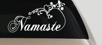 Namaste with Swirls and Hearts Yoga Car or Truck Window Vinyl Decal Sticker