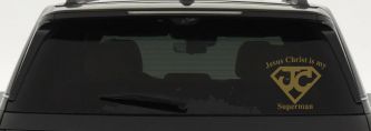 JC Jesus Christ Is My Superman Christian Car or Truck Window Vinyl Decal Sticker (Gold)