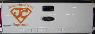 JC Jesus Christ Is My Superman Christian Car or Truck Window Decal Sticker (Nut Brown)