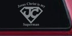 JC Jesus Christ Is My Superman Christian Car or Truck Window Decal Sticker (Telegrey)