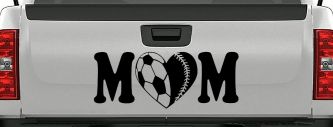 Soccer Softball Mom With Heart Sports Car or Truck Window Decal Sticker (Black)